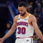 Golden State Warriors guard Stephen Curry (30) looks on against the Minnesota Timberwolves in the fourth period at Chase Center.