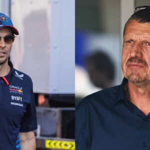Sergio Perez (L) and Guenther Steiner (R)
