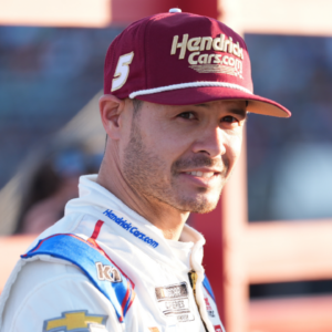 May 19, 2024; North Wilkesboro, North Carolina, USA; NASCAR Cup Series driver Kyle Larson (5) flies in from Indy and arrives during the All Star race at North Wilkesboro Speedway. Mandatory Credit: Jim Dedmon-Imagn Images