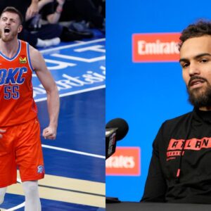 Isaiah Hartenstein (L) and Trae Young (R)