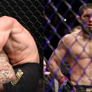 Khabib Nurmagomedov (L), Islam Makhachev (R)