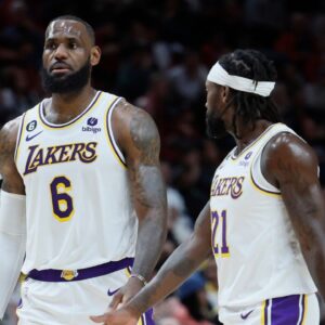 LeBron James and Patrick Beverley.