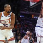 Kevin Durant (L), Karl Anthony Towns (R)