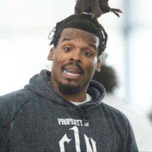 Former Auburn quarterback and NFL MVP Cam Newton during Auburn Tigers Pro Day at Woltosz Football Performance Center in Auburn, Ala., on Tuesday, March 21, 2023.