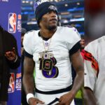 Shannon Sharpe [Left]; Lamar Jackson [Center]; Chad Johnson [Right]