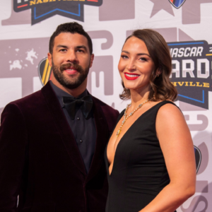Bubba Wallace and his wife Amanda Wallace poses on the red carpet for the 2023 NASCAR Awards Banquet at the Music City Center in Nashville, Tenn., Thursday, Nov. 30, 2023. © Stephanie Amador / The Tennessean / USA TODAY NETWORK