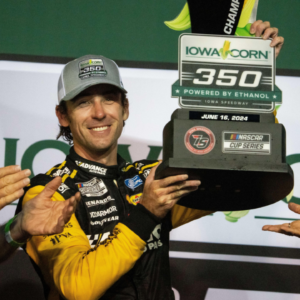 NASCAR Cup Series driver Ryan Blaney (12) wins the inaugural Iowa Corn 350 on Sunday, June 16, 2024, at Iowa Speedway in Newton.