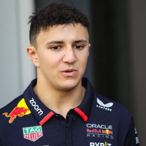 Isack Hadjar of Red Bull Racing RB20 participates in a portrait session during the Formula 1 testing at Yas Marina Circuit in Abu Dhabi