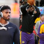 Shedeur Sanders [Left]; LeBron James with son Bronny James [Right]