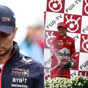 Sergio Perez(L), Rubens Barrichello(C), Michael Schumacher(R)