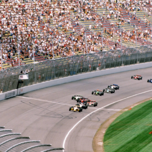 Kenny Brack leads the field of drivers after the start of FEDEX Champ Car Series 2001 at Michigan International Speedway. Credit: IMAGO/Melzer/Fausel
