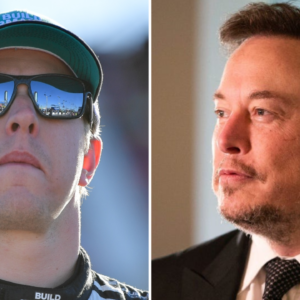 (L-R) Brad Keselowski and Elon Musk
