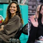 Sue Bird and Megan Rapinoe (L), Caitlin Clark (R)