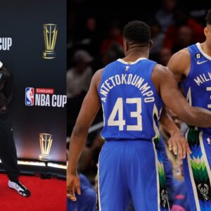 Stephen A. Smith (L), Giannis and Thanasis Antetokounmpo (R)