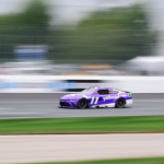 Jun 23, 2024; Loudon, New Hampshire, USA; NASCAR Cup Series driver Denny Hamlin (11) races during the USA TODAY 301 at New Hampshire Motor Speedway. Mandatory Credit: Eric Canha-Imagn Images