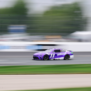 Jun 23, 2024; Loudon, New Hampshire, USA; NASCAR Cup Series driver Denny Hamlin (11) races during the USA TODAY 301 at New Hampshire Motor Speedway. Mandatory Credit: Eric Canha-Imagn Images