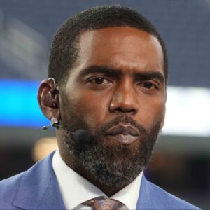 Randy Moss on the ESPN Monday Night Countdown set before a NFC Wild Card playoff football game between the Los Angeles Rams and the Arizona Cardinals at SoFi Stadium.