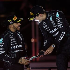 44 Lewis Hamilton (GBR, Mercedes-AMG Petronas F1 Team), 63 George Russell (GBR, Mercedes-AMG Petronas F1 Team), F1 Grand Prix of Las Vegas at Las Vegas Strip Circuit