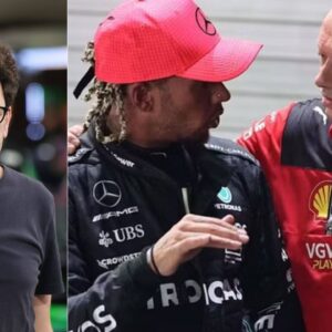 Mattia Binotto(L), Lewis Hamilton(C), Fred Vasseur(R)