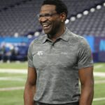 NFL Hall of Fame player Michael Irvin during the 2024 NFL Combine at Lucas Oil Stadium.