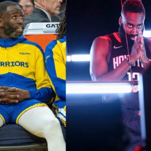 Draymond Green (L) and James Harden (R)