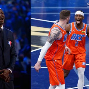 Kevin Garnett (L), Shai Gilgeous-Alexander and Isaiah Hartenstein (R)