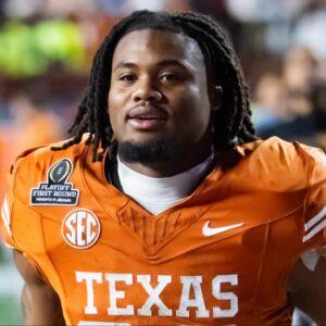 Texas Longhorns running back Jaydon Blue (23) against the Clemson Tigers during the CFP National playoff first round at Darrell K Royal-Texas Memorial Stadium.