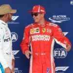Mercedes AMG Petronas Motorsport, Lewis Hamilton takes pole for tomorrows race, chats with Scuderia Ferrari, Kimi Raikkonen