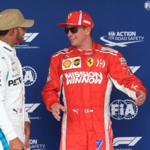 Mercedes AMG Petronas Motorsport, Lewis Hamilton takes pole for tomorrows race, chats with Scuderia Ferrari, Kimi Raikkonen