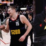 Joel Embiid and Nikola Jokic (L) and Gilbert Arenas (R)