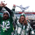 Philadelphia Eagles fans cheer before the NFC Championship game at Lincoln Financial Field.