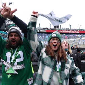 Philadelphia Eagles fans cheer before the NFC Championship game at Lincoln Financial Field.