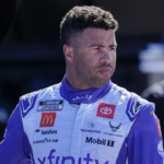 Nov 2, 2024; Martinsville, Virginia, USA; NASCAR Cup Series driver Bubba Wallace (23) during cup practice at Martinsville Speedway. Mandatory Credit: Jim Dedmon-Imagn Images