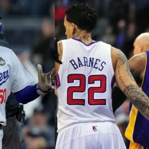 Mookie Betts (L) and Kobe Bryant and Matt Barnes (R)