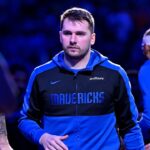 Dallas Mavericks guard Luka Doncic (77) before the game between the Dallas Mavericks and the Minnesota Timberwolves at the American Airlines Center.