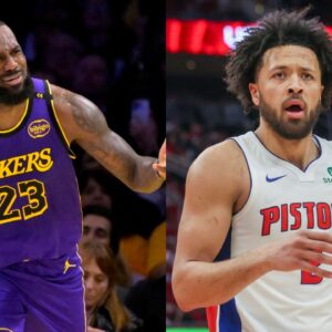 LeBron James(L) and Cade Cunningham(R)