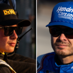 (L-R) NASCAR Cup Series drivers Christopher Bell and Kyle Larson