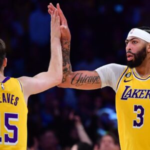 Austin Reaves (L) and Anthony Davis (R)