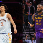 Victor Wembanyama (L) and LeBron James (R)