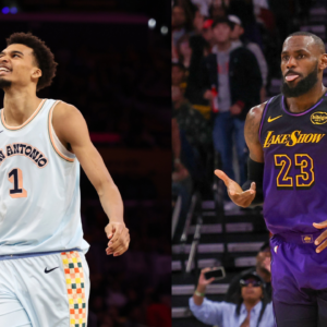 Victor Wembanyama (L) and LeBron James (R)