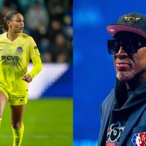 Trinity Rodman (L), Dennis Rodman (R)