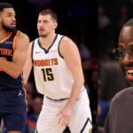 Karl-Anthony Towns and Nikola Jokic (L), Draymond Green (R)