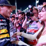 1 Max Verstappen NLD, Oracle Red Bull Racing celebrates becoming the 2023 Drivers World Champion with his girlfriend Kelly Piquet, F1 Grand Prix of Qatar at Lusail International Circuit