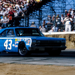 NASCAR Grand National Series driver Richard Petty (43) at the 1968 Motor Trend 500 at Riverside International Speedway.