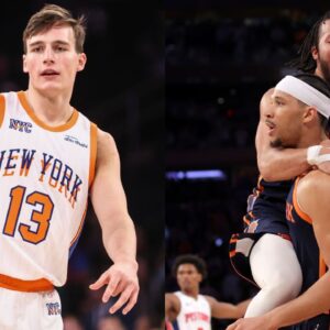 Tyler Kolek(L), Josh Hart and Jalen Brunson(R)