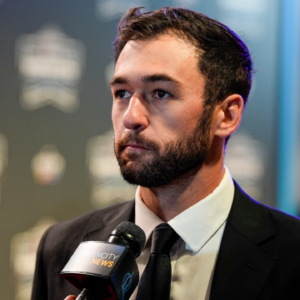 Nov 22, 2024; Charlotte, NC, USA; NASCAR Cup Series driver Chase Elliott (9) during the NASCAR Awards Banquet at Charlotte Convention Center. Mandatory Credit: Jim Dedmon-Imagn Images