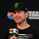 NASCAR Cup Series driver Kurt Busch speaks announcing he will step away from full time competition in 2023. at Las Vegas Motor Speedway.