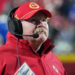 Kansas City Chiefs head coach Andy Reid during the second half against the Buffalo Bills in the AFC Championship game at GEHA Field at Arrowhead Stadium.