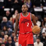 Los Angeles Clippers forward Kawhi Leonard (2) dribbles the ball against the Atlanta Hawks during the second quarter at Intuit Dome.