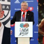 Adam Silver (L), David Stern (C), Scottie Pippen (R)